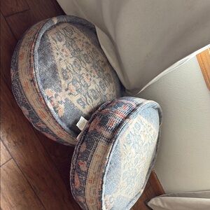 Bohemian Blue and Tan Floor Cushions